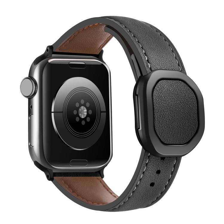 Kalebol Magnetic Fold Genuine Buckle Leather Watch Band, For Apple Watch 46mm / 49mm / 45mm / 44mm, For Apple Watch 42mm / 41mm / 40mm / 38mm