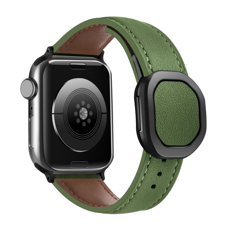 Kalebol Magnetic Fold Genuine Buckle Leather Watch Band, For Apple Watch 46mm / 49mm / 45mm / 44mm, For Apple Watch 42mm / 41mm / 40mm / 38mm