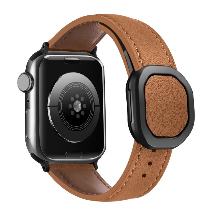 Kalebol Magnetic Fold Genuine Buckle Leather Watch Band, For Apple Watch 46mm / 49mm / 45mm / 44mm, For Apple Watch 42mm / 41mm / 40mm / 38mm
