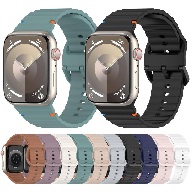Kalebol Wavy Grain Stitched Silicone Watch Band, For Apple Watch 46mm / 49mm / 45mm / 44mm, For Apple Watch 42mm / 41mm / 40mm / 38mm