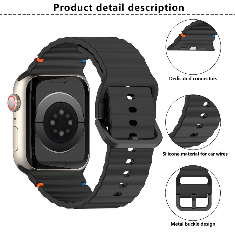 Kalebol Wavy Grain Stitched Silicone Watch Band, For Apple Watch 46mm / 49mm / 45mm / 44mm, For Apple Watch 42mm / 41mm / 40mm / 38mm
