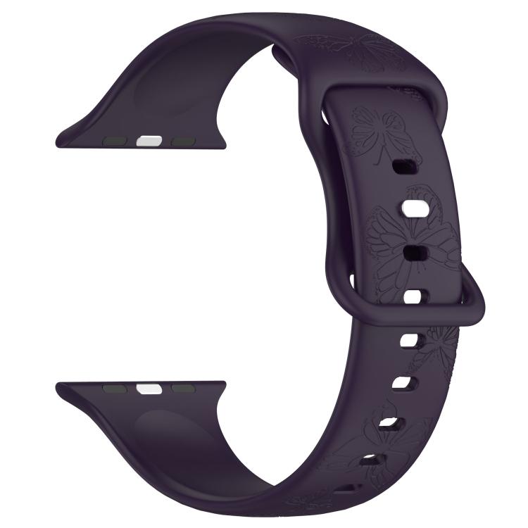 Kalebol 8-shaped Buckle Butterfly Embossed Silicone Watch Band, For Apple Watch 46mm / 49mm / 45mm / 44mm
