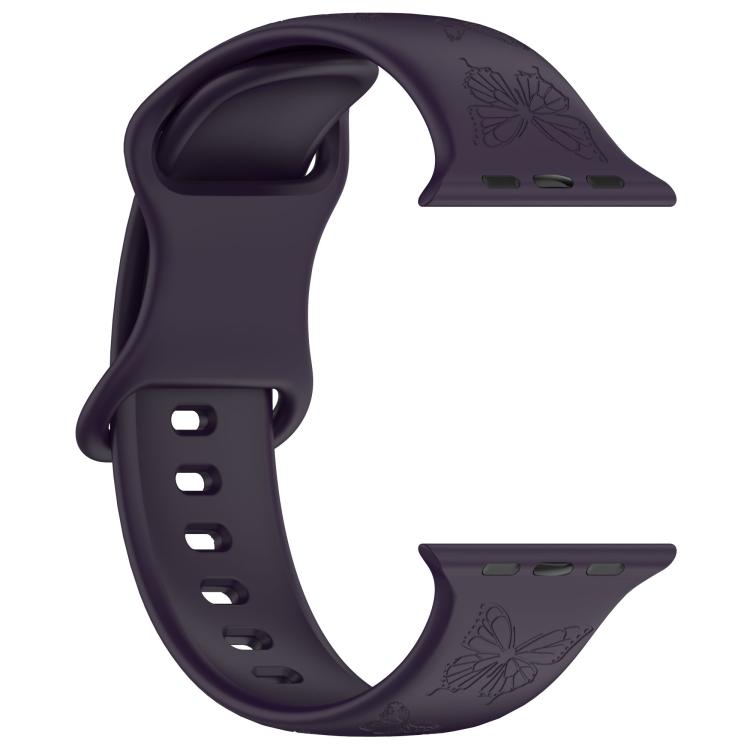 Kalebol 8-shaped Buckle Butterfly Embossed Silicone Watch Band, For Apple Watch 46mm / 49mm / 45mm / 44mm