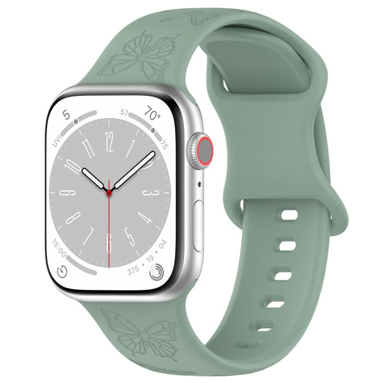 Kalebol 8-shaped Buckle Butterfly Embossed Silicone Watch Band, For Apple Watch 46mm / 49mm / 45mm / 44mm