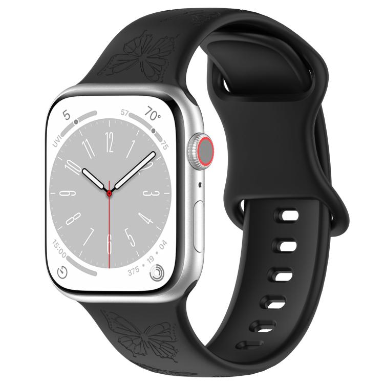 Kalebol 8-shaped Buckle Butterfly Embossed Silicone Watch Band, For Apple Watch 46mm / 49mm / 45mm / 44mm