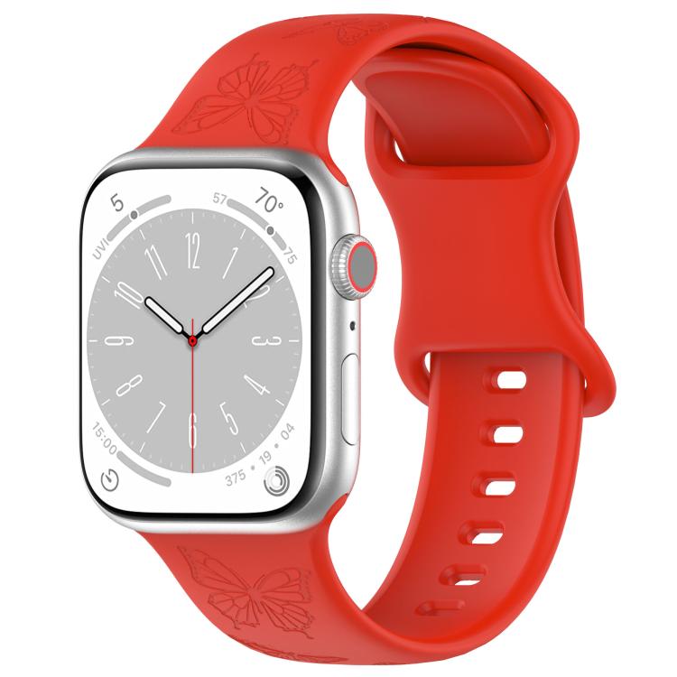 Kalebol 8-shaped Buckle Butterfly Embossed Silicone Watch Band, For Apple Watch 46mm / 49mm / 45mm / 44mm