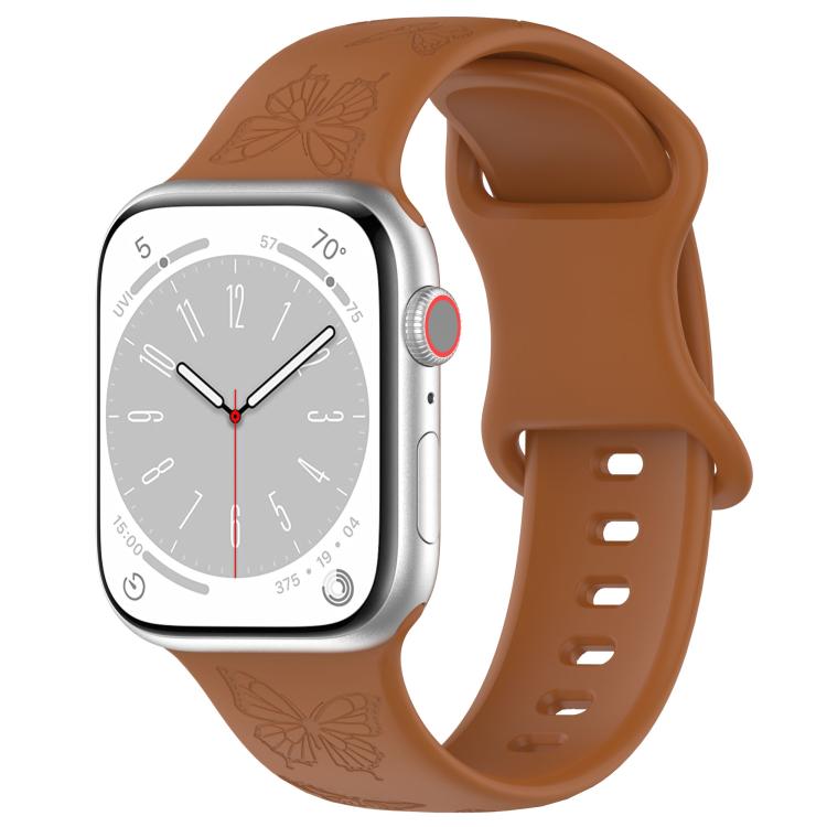 Kalebol 8-shaped Buckle Butterfly Embossed Silicone Watch Band, For Apple Watch 46mm / 49mm / 45mm / 44mm