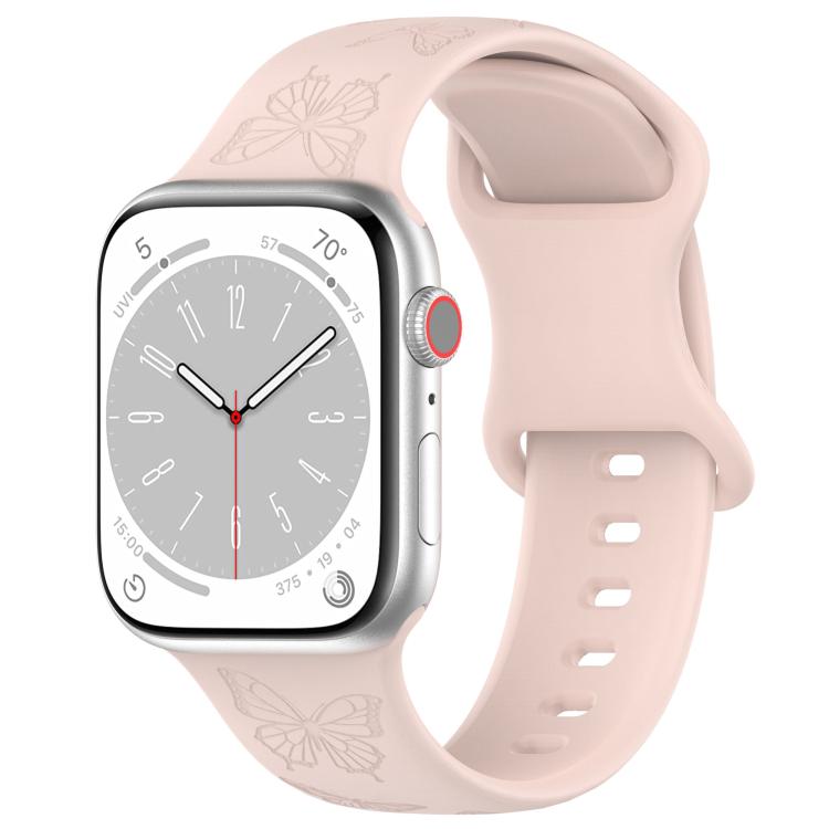 Kalebol 8-shaped Buckle Butterfly Embossed Silicone Watch Band, For Apple Watch 46mm / 49mm / 45mm / 44mm