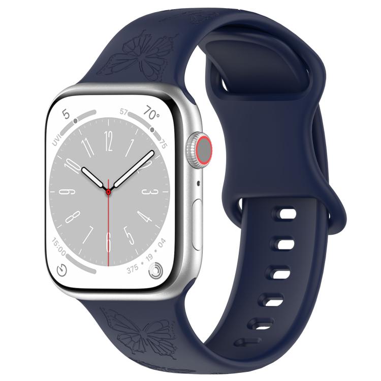 Kalebol 8-shaped Buckle Butterfly Embossed Silicone Watch Band, For Apple Watch 46mm / 49mm / 45mm / 44mm