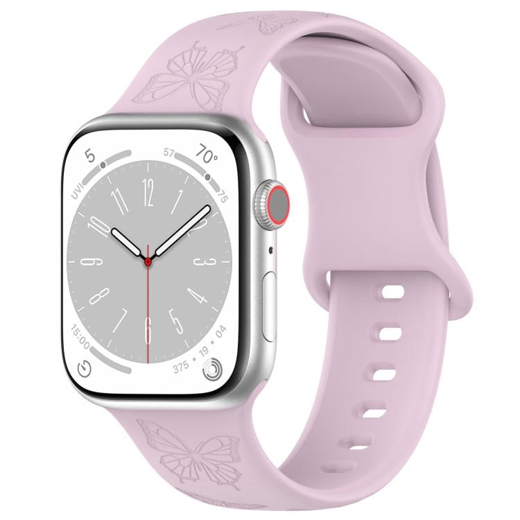 Kalebol 8-shaped Buckle Butterfly Embossed Silicone Watch Band, For Apple Watch 46mm / 49mm / 45mm / 44mm