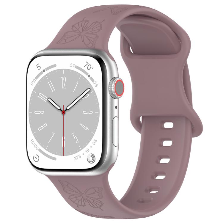 Kalebol 8-shaped Buckle Butterfly Embossed Silicone Watch Band, For Apple Watch 46mm / 49mm / 45mm / 44mm