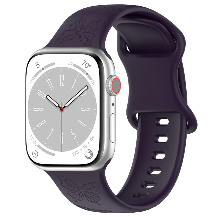 Kalebol 8-shaped Buckle Butterfly Embossed Silicone Watch Band, For Apple Watch 42mm / 41mm / 40mm / 38mm