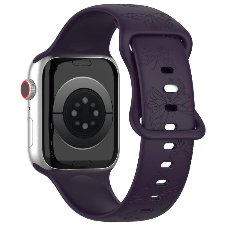 Kalebol 8-shaped Buckle Butterfly Embossed Silicone Watch Band, For Apple Watch 42mm / 41mm / 40mm / 38mm