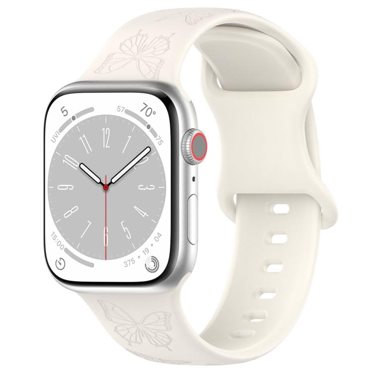 Kalebol 8-shaped Buckle Butterfly Embossed Silicone Watch Band, For Apple Watch 42mm / 41mm / 40mm / 38mm