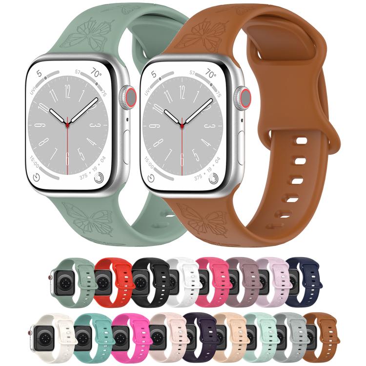 Kalebol 8-shaped Buckle Butterfly Embossed Silicone Watch Band, For Apple Watch 46mm / 49mm / 45mm / 44mm