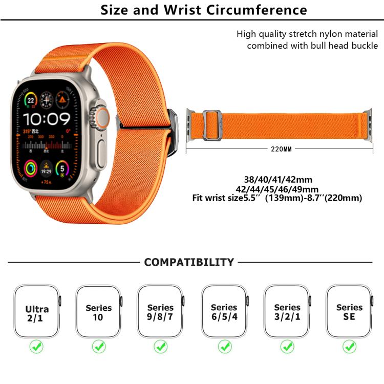 Kalebol Bull Bead Buckle Elastic Nylon Watch Band, For Apple Watch 46mm / 49mm / 45mm / 44mm, For Apple Watch 42mm / 41mm / 40mm / 38mm