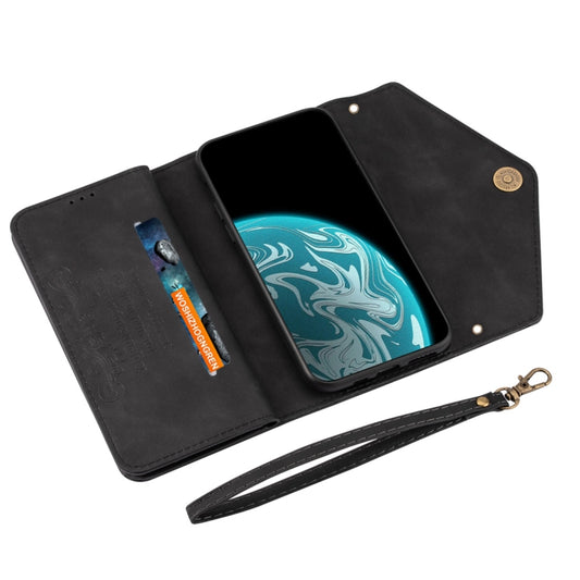 Skin-feel texture leather flip wallet with long rope strap for Note20 Ultra