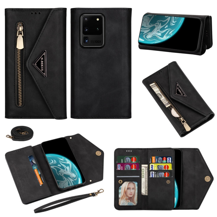 Skin Feel Zipper Horizontal Flip Leather Case with Holder & Card Slots & Photo Frame & Lanyard & Long Rope, For Samsung Galaxy S20 Ultra, For Samsung Galaxy Note10 Lite / A81 / M60s, For Samsung Galaxy S10 Lite / A91 / M80s, For Samsung Galaxy Note10