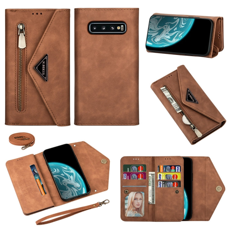 Skin Feel Zipper Horizontal Flip Leather Case with Holder & Card Slots & Photo Frame & Lanyard & Long Rope, For Samsung Galaxy Note10+, For Samsung Galaxy S10, For Samsung Galaxy S10+, For Samsung Galaxy S10e