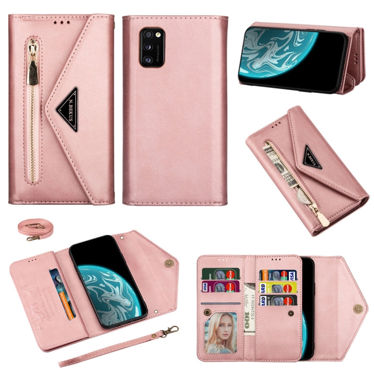 Skin Feel Zipper Horizontal Flip Leather Case with Holder & Card Slots & Photo Frame & Lanyard & Long Rope, For Samsung Galaxy A21, For Samsung Galaxy A41, For Samsung Galaxy A51, For Samsung Galaxy A71