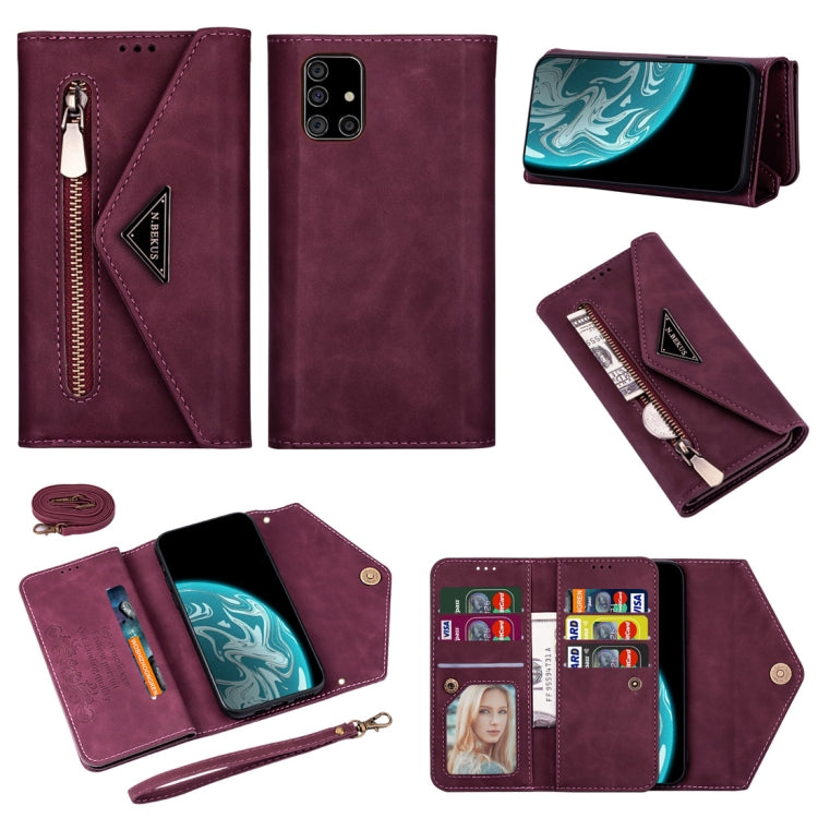 Skin Feel Zipper Horizontal Flip Leather Case with Holder & Card Slots & Photo Frame & Lanyard & Long Rope, For Samsung Galaxy A21, For Samsung Galaxy A41, For Samsung Galaxy A51, For Samsung Galaxy A71