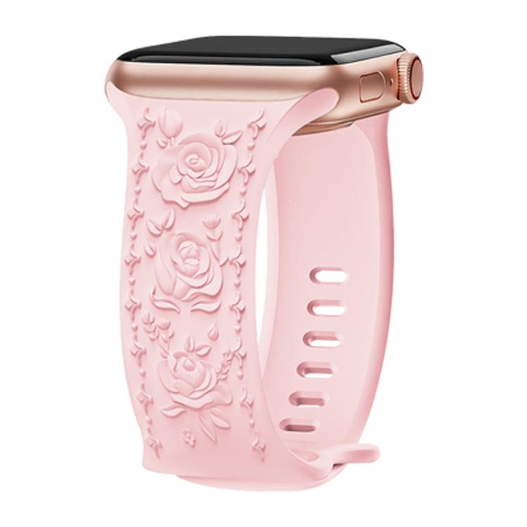 Kalebol 8-shaped Buckle Rose Embossed Silicone Watch Band, For Apple Watch 46mm / 49mm / 45mm / 44mm