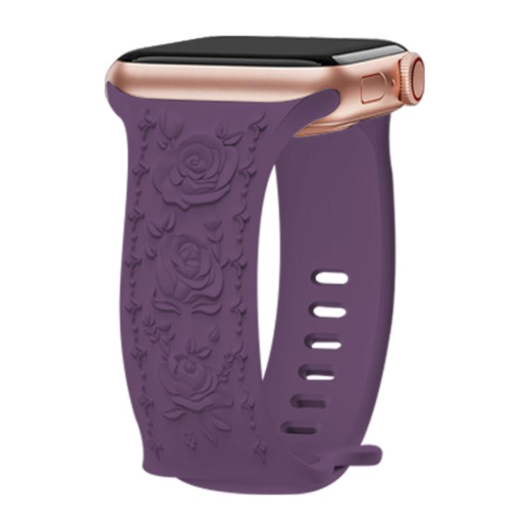 Kalebol 8-shaped Buckle Rose Embossed Silicone Watch Band, For Apple Watch 46mm / 49mm / 45mm / 44mm