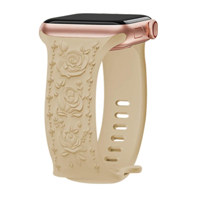 Kalebol 8-shaped Buckle Rose Embossed Silicone Watch Band, For Apple Watch 46mm / 49mm / 45mm / 44mm