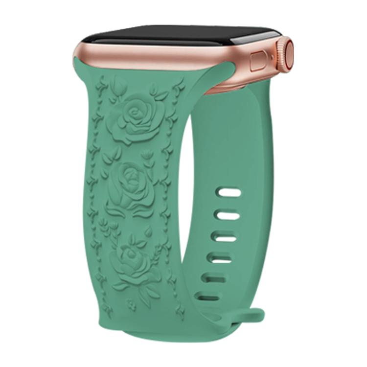 Kalebol 8-shaped Buckle Rose Embossed Silicone Watch Band, For Apple Watch 46mm / 49mm / 45mm / 44mm
