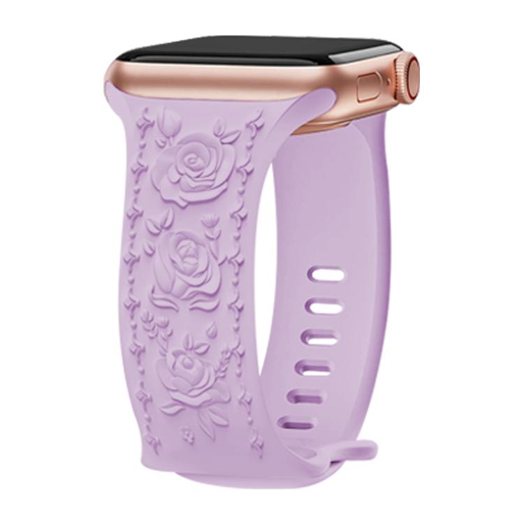 Kalebol 8-shaped Buckle Rose Embossed Silicone Watch Band, For Apple Watch 46mm / 49mm / 45mm / 44mm