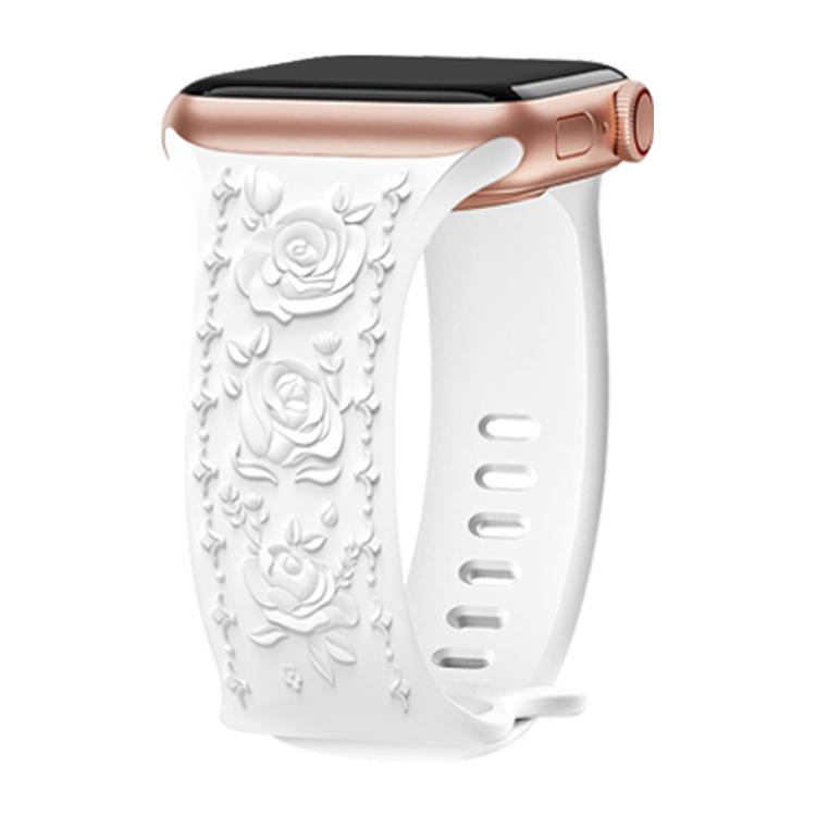 Kalebol 8-shaped Buckle Rose Embossed Silicone Watch Band, For Apple Watch 42mm / 41mm / 40mm / 38mm