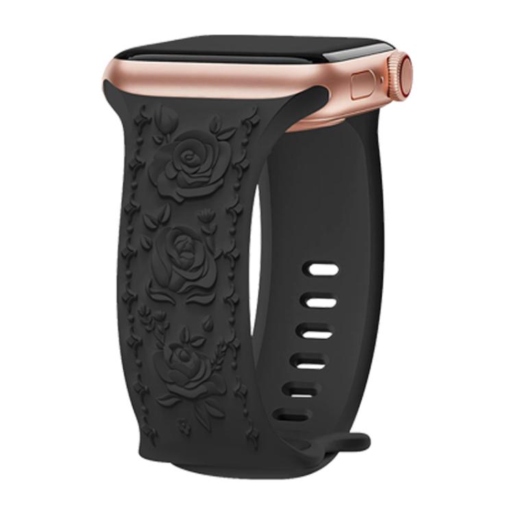 Kalebol 8-shaped Buckle Rose Embossed Silicone Watch Band, For Apple Watch 42mm / 41mm / 40mm / 38mm