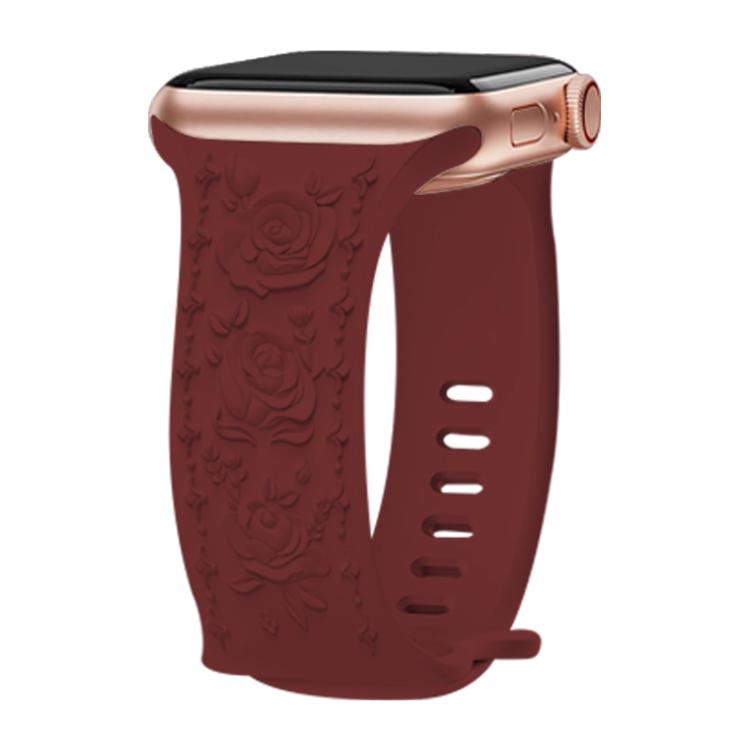 Kalebol 8-shaped Buckle Rose Embossed Silicone Watch Band, For Apple Watch 42mm / 41mm / 40mm / 38mm