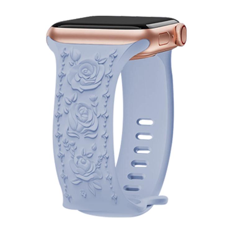 Kalebol 8-shaped Buckle Rose Embossed Silicone Watch Band, For Apple Watch 42mm / 41mm / 40mm / 38mm