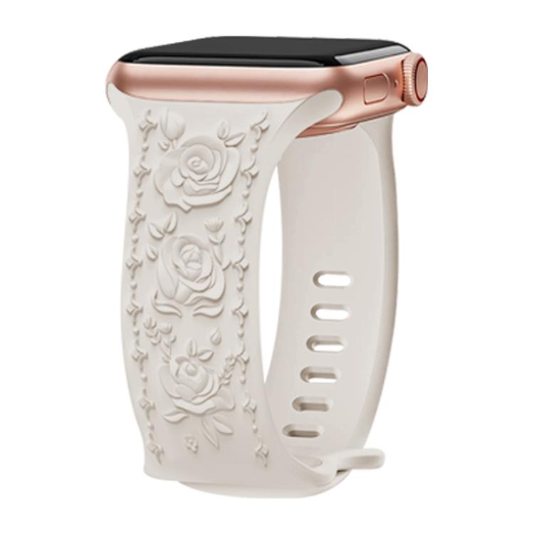 Kalebol 8-shaped Buckle Rose Embossed Silicone Watch Band, For Apple Watch 42mm / 41mm / 40mm / 38mm