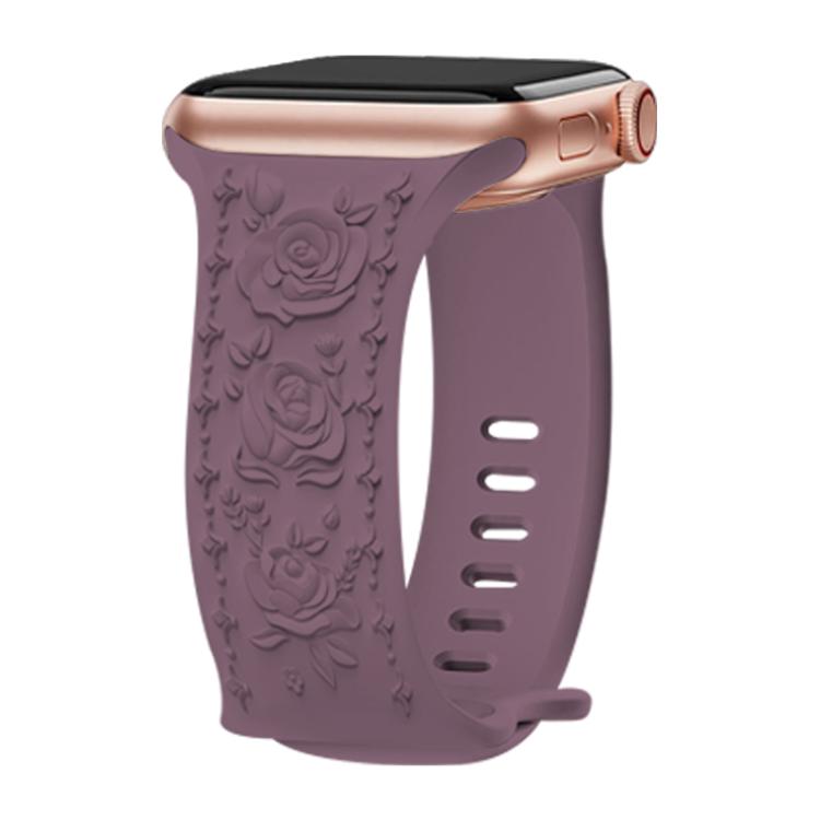 Kalebol 8-shaped Buckle Rose Embossed Silicone Watch Band, For Apple Watch 42mm / 41mm / 40mm / 38mm