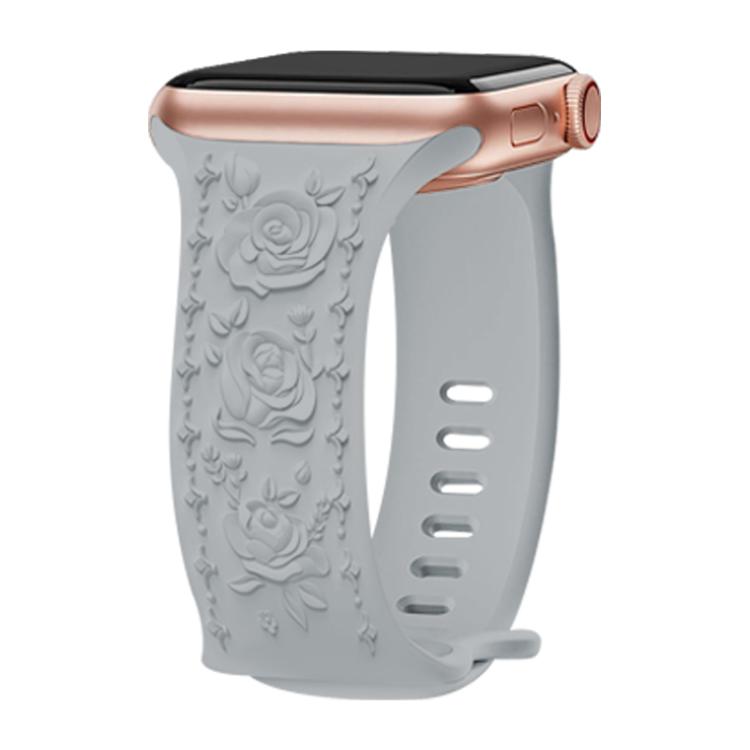 Kalebol 8-shaped Buckle Rose Embossed Silicone Watch Band, For Apple Watch 42mm / 41mm / 40mm / 38mm