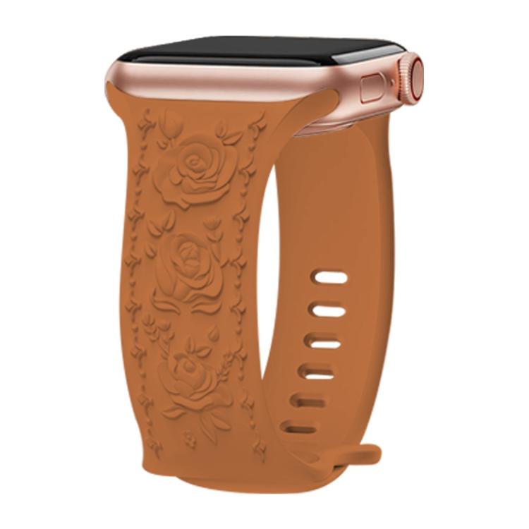 Kalebol 8-shaped Buckle Rose Embossed Silicone Watch Band, For Apple Watch 42mm / 41mm / 40mm / 38mm