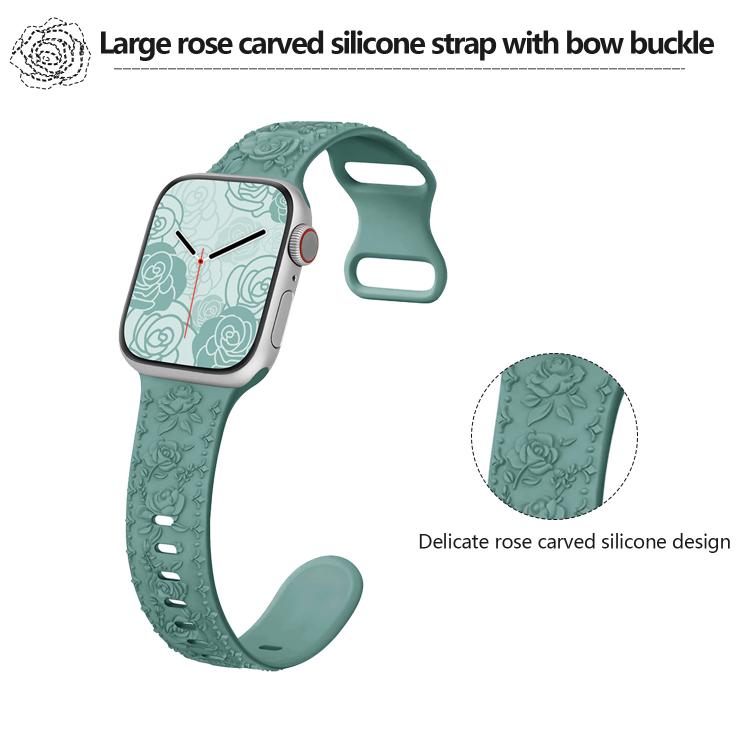 Kalebol 8-shaped Buckle Rose Embossed Silicone Watch Band, For Apple Watch 42mm / 41mm / 40mm / 38mm