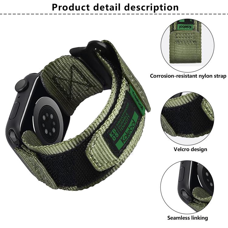 Kalebol Canvas Nylon Hook and Loop Watch Band, For Apple Watch 46mm / 49mm / 45mm / 44mm, For Apple Watch 42mm / 41mm / 40mm / 38mm