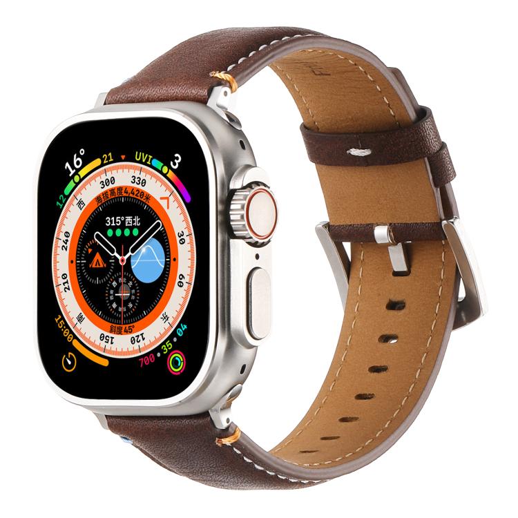 Kalebol Stitched Genuine Leather Watch Band, For Apple Watch 46mm / 49mm / 45mm / 44mm, For Apple Watch 42mm / 41mm / 40mm / 38mm