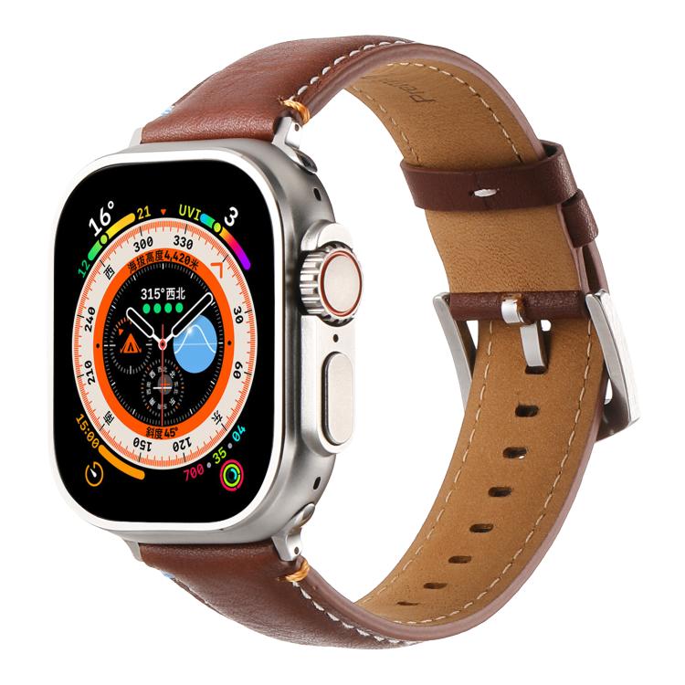 Kalebol Stitched Genuine Leather Watch Band, For Apple Watch 46mm / 49mm / 45mm / 44mm, For Apple Watch 42mm / 41mm / 40mm / 38mm