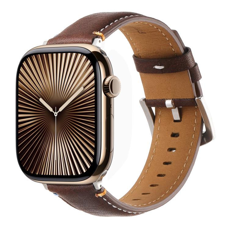 Kalebol Stitched Genuine Leather Watch Band, For Apple Watch 46mm / 49mm / 45mm / 44mm, For Apple Watch 42mm / 41mm / 40mm / 38mm