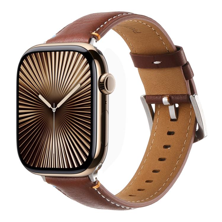 Kalebol Stitched Genuine Leather Watch Band, For Apple Watch 46mm / 49mm / 45mm / 44mm, For Apple Watch 42mm / 41mm / 40mm / 38mm