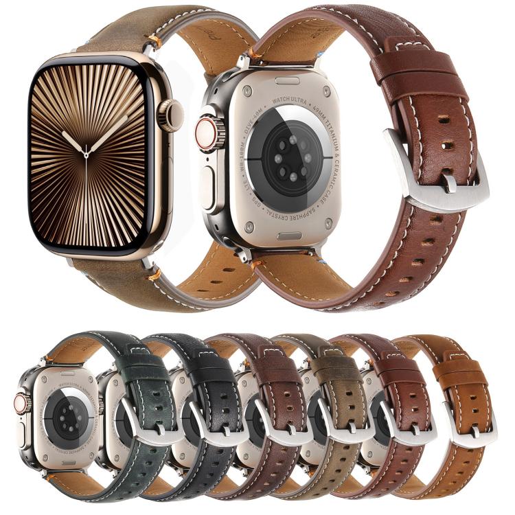 Kalebol Stitched Genuine Leather Watch Band, For Apple Watch 46mm / 49mm / 45mm / 44mm, For Apple Watch 42mm / 41mm / 40mm / 38mm