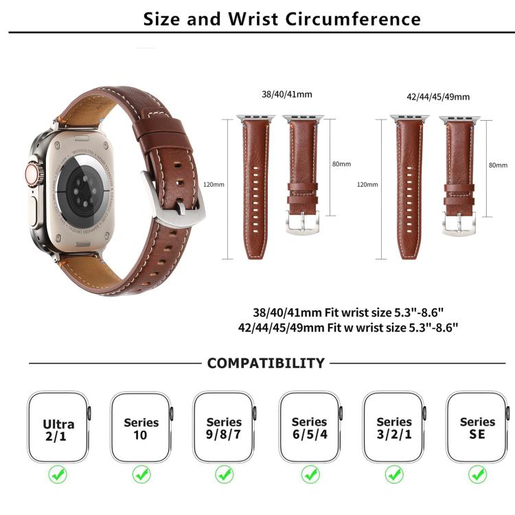 Kalebol Plain Genuine Leather Watch Band