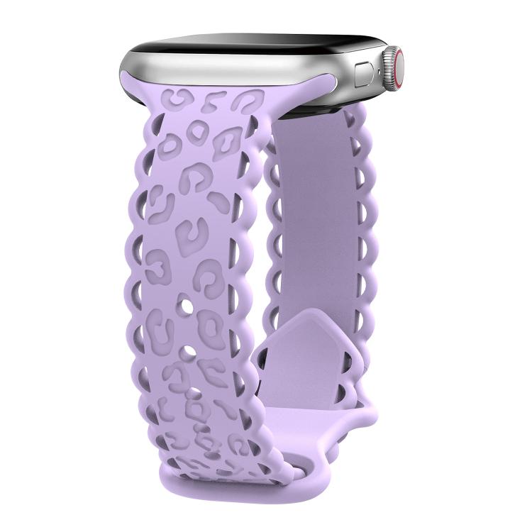 Lace Laser Engraved Leopard Silicone Watch Band, For Apple Watch 46mm / 49mm / 45mm / 44mm, For Apple Watch 42mm / 41mm / 40mm / 38mm