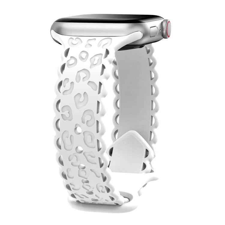 Lace Laser Engraved Leopard Silicone Watch Band, For Apple Watch 46mm / 49mm / 45mm / 44mm, For Apple Watch 42mm / 41mm / 40mm / 38mm