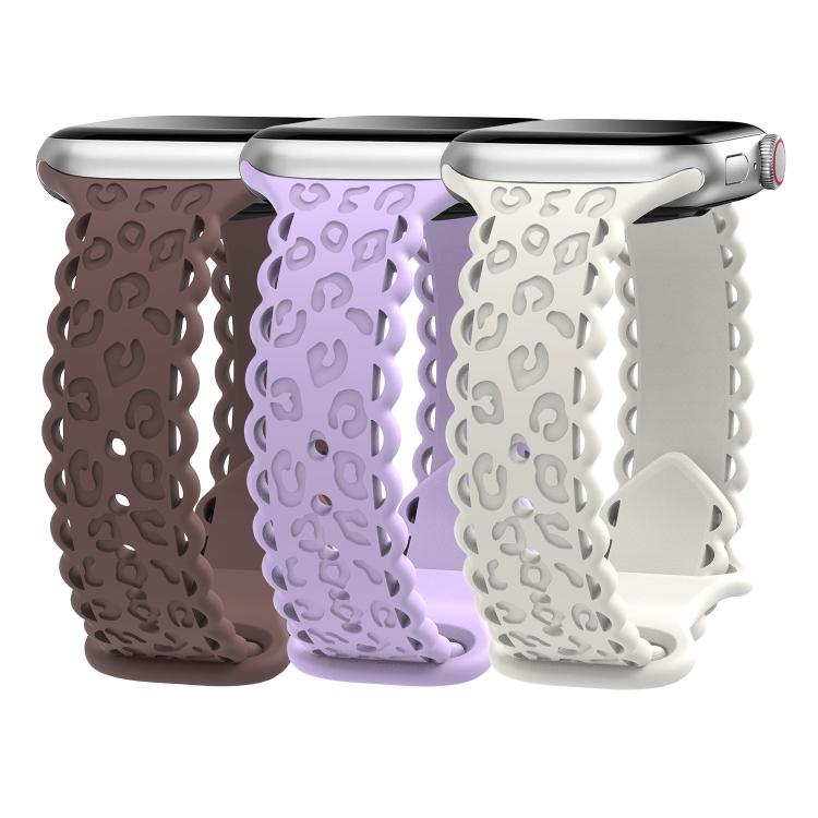 Lace Laser Engraved Leopard Silicone Watch Band, For Apple Watch 46mm / 49mm / 45mm / 44mm, For Apple Watch 42mm / 41mm / 40mm / 38mm
