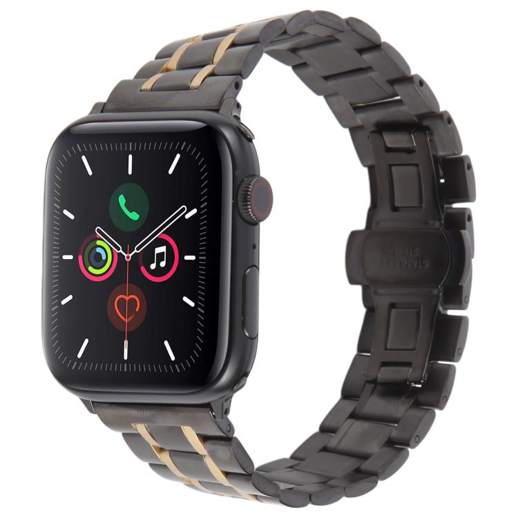 Butterfly Buckle New Five Beads Stainless Steel Watch Band, For Apple Watch 46mm / 49mm / 45mm / 44mm, For Apple Watch 42mm / 41mm / 40mm / 38mm